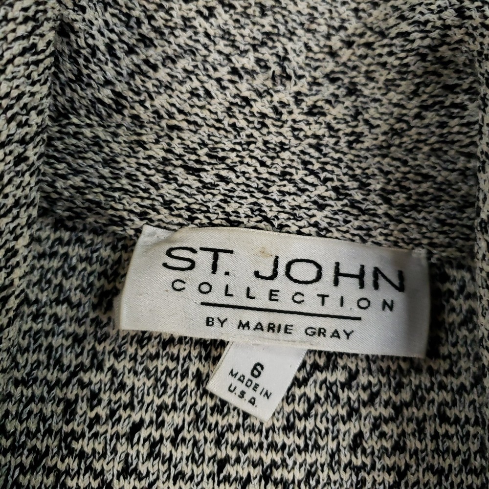 St John Basics Jacket Womens Size 6 Gray‎ Black Buttons Pockets Formal Casual ZZ - Picture 4 of 16